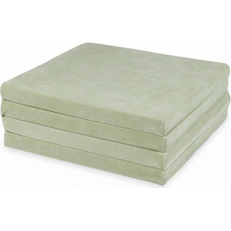 Tappeto da gioco 120x120cm per bambini, quadrato, pieghevole, Velvet Soft, Menta chiaro (1/4)