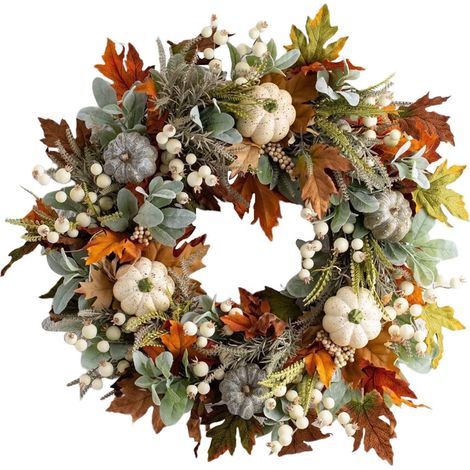 Herbstkranz – Künstlicher Kürbiskranz – Für Haustür, Fenster, Kamin, Innenwand – 45 cm – 1 Stück (1/5)