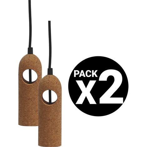 Suspension en Liège CORCHO 1xE27 60W, 150 cm, Ampoule Non Incluse, Style Naturel (1/3)
