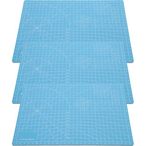 Lot de 3 tapis de coupe A4 pour modelisme, planche à découper papier caoutchouc tampon gravure avec échelle (1/5)