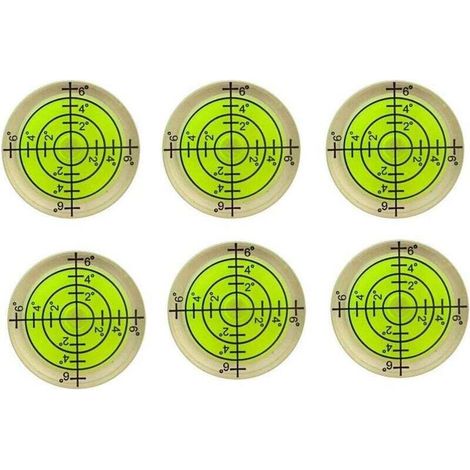Niveau à bulle 6x, niveau Bullseye rond 32x7mm pour trépied, phonographe, platine vinyle-jaune fluorescent (1/4)
