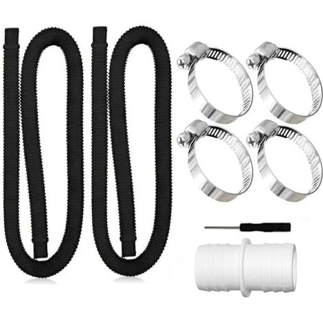 Lot de 2 Tuyaux de Piscine 32 mm Pour Pompes de Piscine, Avec 4 Clips de Sécurité et 1 Raccord de Tuyau, Tuyau de Piscine de 150 cm et 32 mm, Pour Pompe de Filtration et Piscine (1/5)