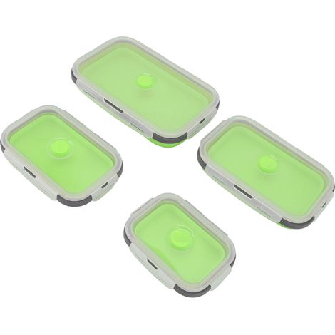Lot de 4 boîtes de conservation alimentaire en silicone, pliables et portables, pour hommes et femmes (vert). (1/5)