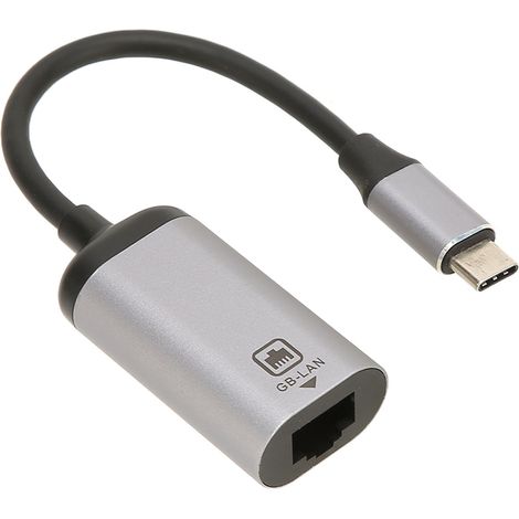 Adaptateur USB-C vers RJ45 1000 Mbps haut débit, boîtier métallique, compatible LAN vers USB-C pour ordinateur portable, tablette et téléphone. (1/4)