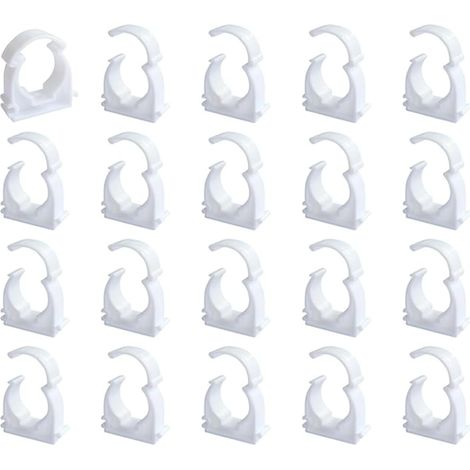 20 Pièces 25mm Clips de Tuyau en PPR Blancs,Clips Fixes pour Conduits d'eau,Support de Fixation en U pour Tuyaux d'eau,pour les Cuisines