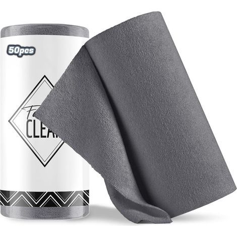 Microfiber cloths – 50 pieces per roll, detachable, reusable and lint-free microfiber cloths, 30 x 30 cm (dark grey) (1/5)