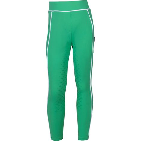 6/7 anni, blu: Leggings equitazione bambina linea Maui full grip con piping bianco