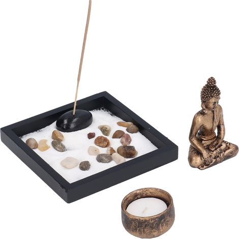 Statue de Bouddha, finition soignée, aspect élégant, matériau : résine, porte-bougies (1/5)