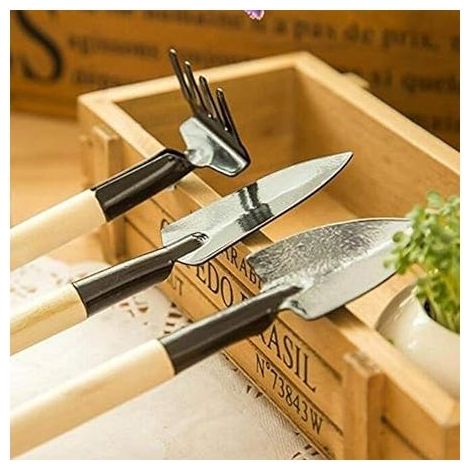 Mini pelle en fer pour plantation de sol meuble, ensemble d'outils de jardinage en trois pièces (1/5)