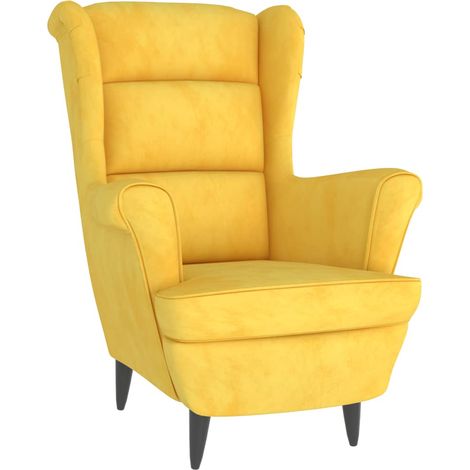 Poltrona lounge di design e moderna extra confortevole in velluto giallo senape DEC028626