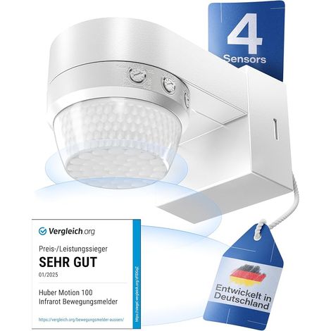 Détecteur de mouvement infrarouge 360° avec 4 capteurs et lentille Fresnel IP65 LED protection anti-pénétration et limitation de zone montage (1/5)