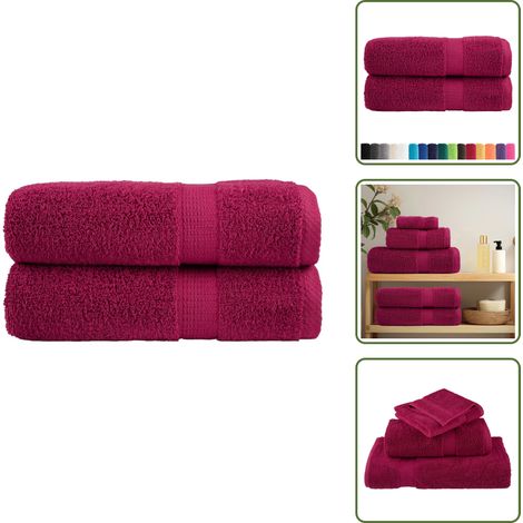 The Living Store Premium-Handtücher SOLUND 2 Stk. Bordeaux 50x100 cm 600 g/m² - Baumwolle Handtuch - Bordeaux Rot Handtuch - Waschhandtuch - Badhandtuch - Duschtuch (1/5)