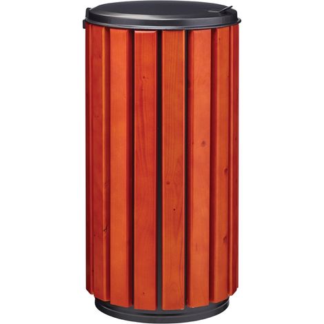 Corbeille à poser ou à fixer Zeno Protec - 80l - bois vernis / galvanisé gris manganèse