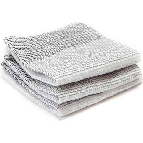 Home Torchon de Cuisine Tidy - Les Serviettes - Ensemble de 3 - Chiffon de séchage - 100% Coton Biologique - Durable, Gris (1/5)