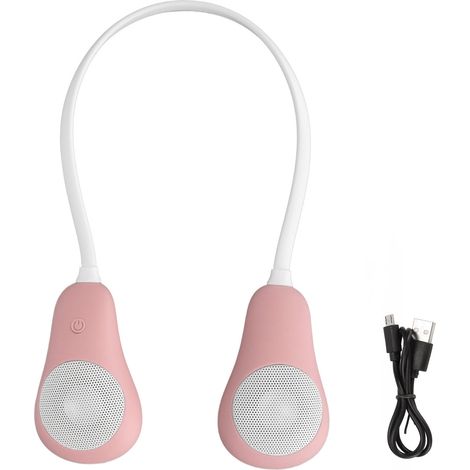 Enceinte Bluetooth Stéréo Portée au Cou, Réduction de Bruit, Portable pour Sports et Voyage, Rose (1/5)