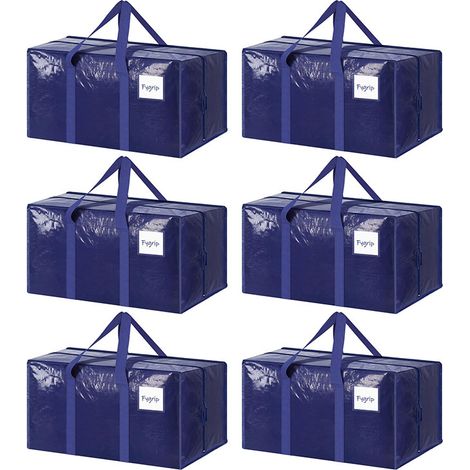 APEX Lot de 6 sacs de déménagement de 90 L, sacs de transport robustes, sacs de rangement imperméables avec fenêtre d'étiquette (1/3)