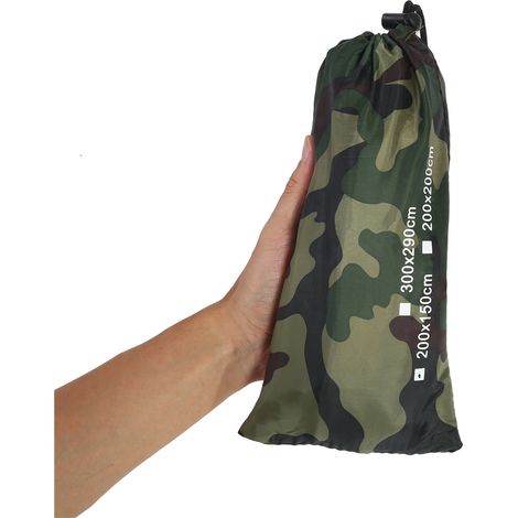 Tapis de pluie portable, léger et camouflage pour extérieur (2 x 1,43 m) (1/5)