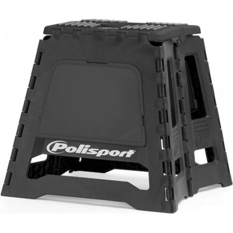 Taburete plegable para motocicleta Max Polisport, soporta hasta 250 kg, color negro y resistente.