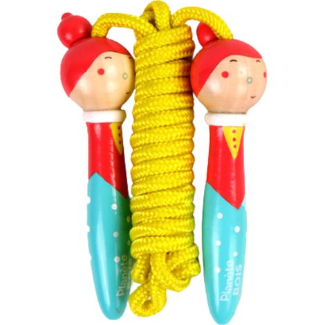 Corde à sauter enfant 220cm en Bois bleu et rouge