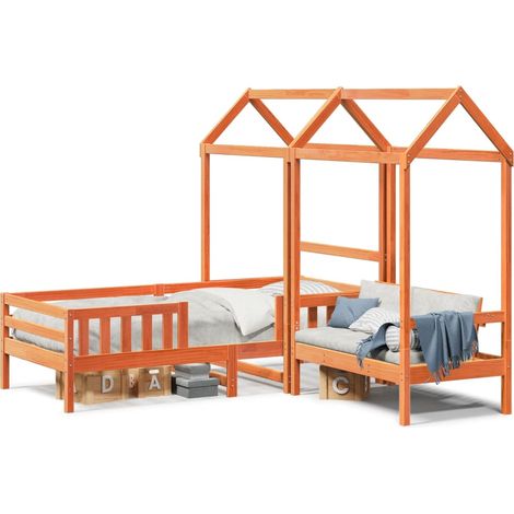 Maison Exclusive - Set de cama y banco con techo madera de pino m