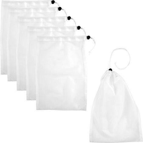 Bolsas de repuesto para aspiradora de piscina, con cordón Pull-N-Lock, para limpieza de hojas y piscinas, con malla fina y suave. Bolsas de filtro para acuarios, estanques y acuarios, 22 x 32 cm, 6 un (1/5)