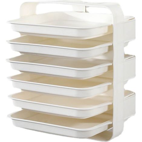 Plateau de Préparation Alimentaire Multifonction 6 Étages Blanc - Rangement Empilable pour Légumes et Fruits, Plateau de Tri Murale pour Cuisine (1/5)