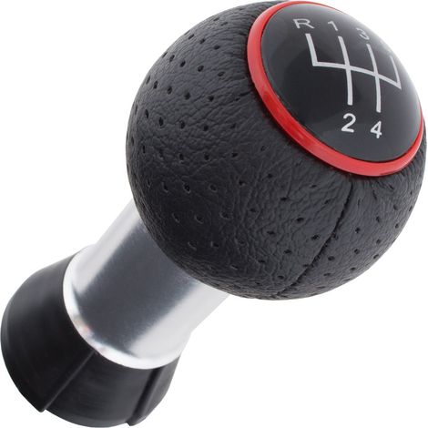 Pommeau de levier de vitesses noir avec anneau rouge pour Audi A4 B6 (2000-2004), 5 vitesses. (1/5)