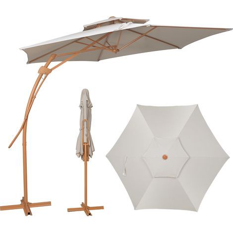 Puluomis – Parasol déporté 3M avec base et sangle de fixation – Protection anti UV – Toile polyester 180 g/m² – Hauteur 2,40 m – Idéal pour terrasses