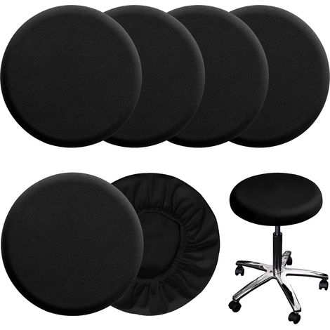 Housse NoirTabouret de Bar 25 35 cm, Lot de 5 Housses de Tabouret Rond Extensibles Noires, Antidérapantes et Lavables pour Cuisine et Bar, Douce et Durable (1/5)