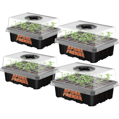 Mini Greenhouse for Plants, 4 Pieces 12 Cells Mini Greenhouse Kit with Seedling Pots and Ventilated Lids for Germination and Growth (1/5)