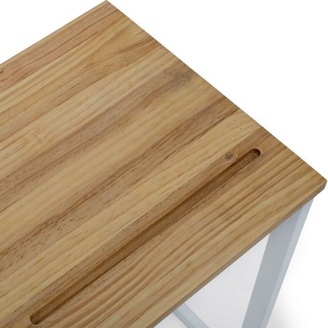 Mesita de Ordenador sofá Eco 36x70x63cm Blanca en madera maciza de pino acabado vintage estilo industrial Box Furniture