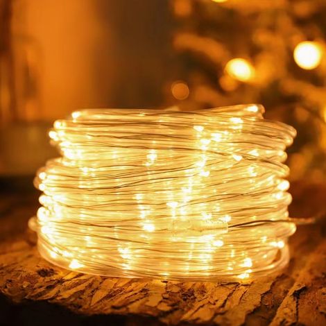 200 wasserdichte LED-Lichterkette für den Außenbereich, 20 m, dekoratives warmweißes Licht, flexible Kupferdrähte für den Garten