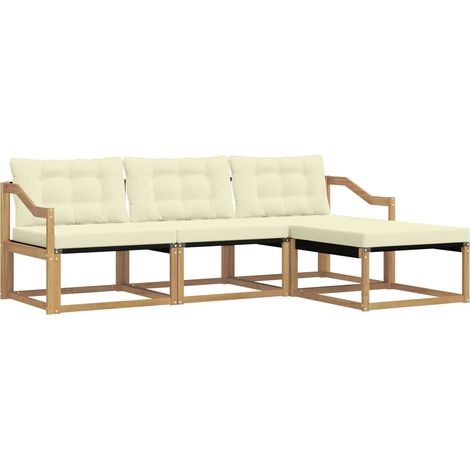Set di divani da esterno con cuscino 4 pcs Bianco e Crema vidaXL (1/5)
