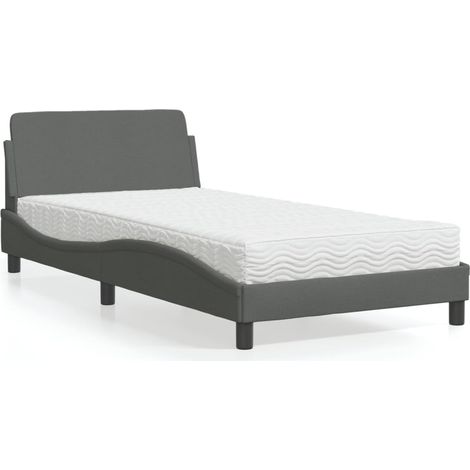 Lit avec matelas-Structure de lit-Lit Adulte gris foncé 100x200 cm tissu 742462 (1/5)