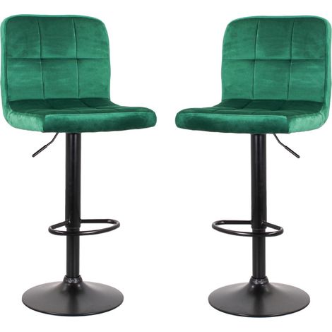 Sgabello bar in velluto girevole altezza regolabile Verde Set 2 Pezzi (1/5)