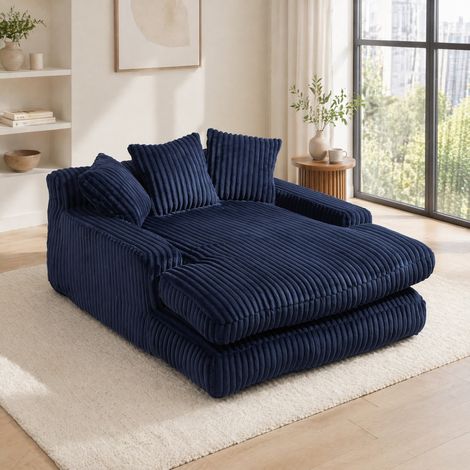 Sillón de suelo de cord, 125 x 155 x 63 cm, 3 cojines, azul marino HAVRYA (1/5)