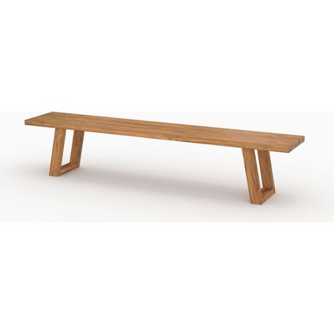Banc de jardin en bois de teck recyclé 220 cm - LUMA
