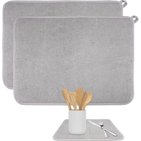 Set of 2 Microfiber Dish Drying Mats 30 × 40cm (1/5)