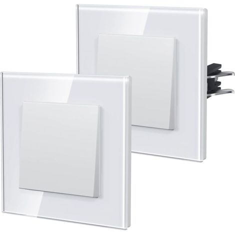 Interrupteur Mural, Interrupteur Va Et Vient Avec Griffes, Verre Interrupteur Lampe De Chevet, 1 Gang 1Way, 86mm, Blanc (1/4)