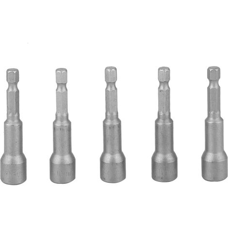 5pcs 10mm Magnetic Nut Driver Hex Shank Socket Power Drill Bit Chrome Vanadium Steel (1/5)
