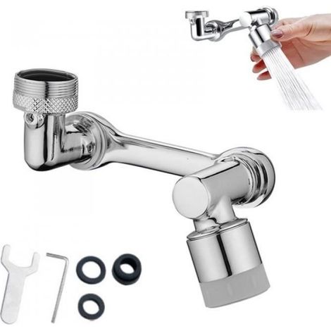 Mousseur Robinet - Pivotant 1080° - Filtre Anti-éclaboussures - Compatible Filetage Mâle 20/22/24 mm - 1 Pièce (1/4)