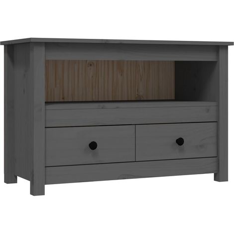 Mueble TV multimedia estantería para televisión buffet para televisión comedor salón dormitorio 79 x 35 x 52 cm madera maciza de pino gris 020026212