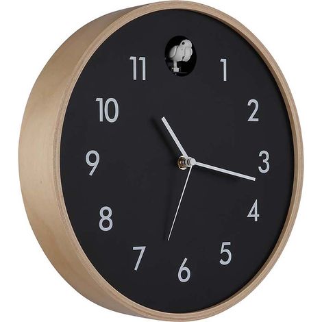 Wanduhr Kuckucksuhr Holzuhr analog schwarz natur D 31,5 cm