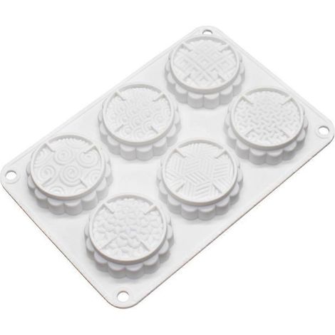 Silikon-Backform mit 6 Mulden, antihaftbeschichtet, für Fondantkuchen, Mondkuchen, Schokoladenmuffins und DIY-Backen, hitzebeständig
