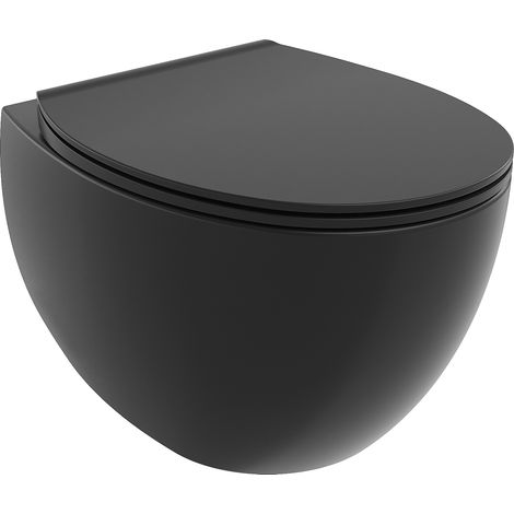 Mexen Egg inodoro Rimless con asiento de cierre suave slim, duroplast, negro mate - 30245070 (1/5)