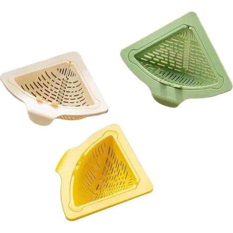 Évier à Ventouse - Évier d'angle, 3 Pcs Évacuation Magnétique et Panier Filtrant, Passoire Triangulaire avec Couvercle Rotatif, Outils de Filtre sans Perforation, Récipient de Récupération (1/5)