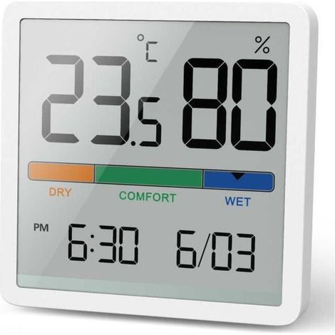 Thermomètre numérique et hygromètre, moniteur de température et d'humidité pour l'intérieur, écran LCD, compact et précis, idéal pour la maison, le bureau, la chambre et le contrôle de l'environnement (1/5)