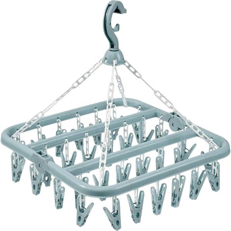 Étendoir Chaussette - 32 Pinces - Plastique Robuste - Séchage Intérieur - Pour Sous-vêtements Et Bébé - Compact (1/5)