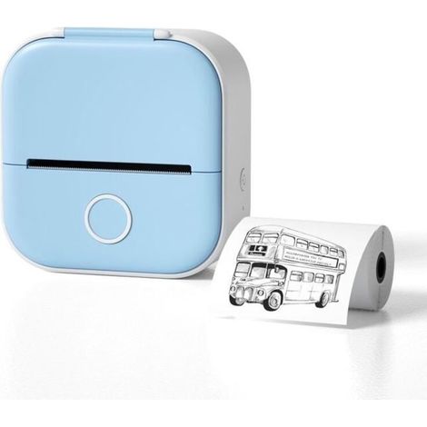 Mini impresora térmica portátil, impresora inalámbrica Bluetooth sin tinta para etiquetas y papel de impresión - Todo azul (1/5)
