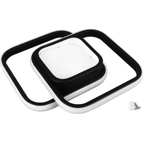 Ortviai Applique LED moderne 24 W pour plafond, aluminium noir, 3 températures de couleur (3000K/4500K/6000K), 37 x 19 cm (1/5)